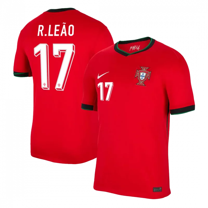 R.LEÃO #17 Portugal Home Soccer Jersey EURO