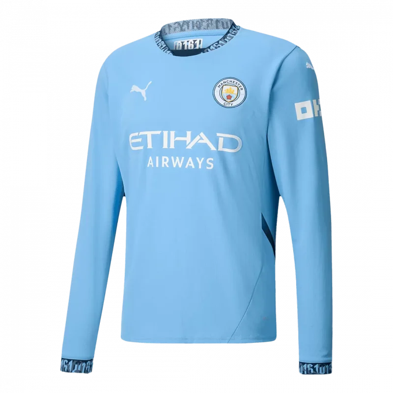 Manchester City Home Long Sleeve Soccer Jersey