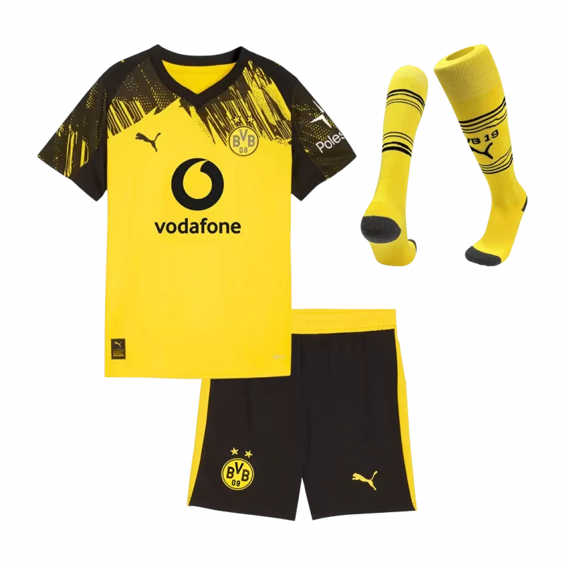 Borussia Dortmund Home Kids Soccer Jerseys Full Kit 2025/26