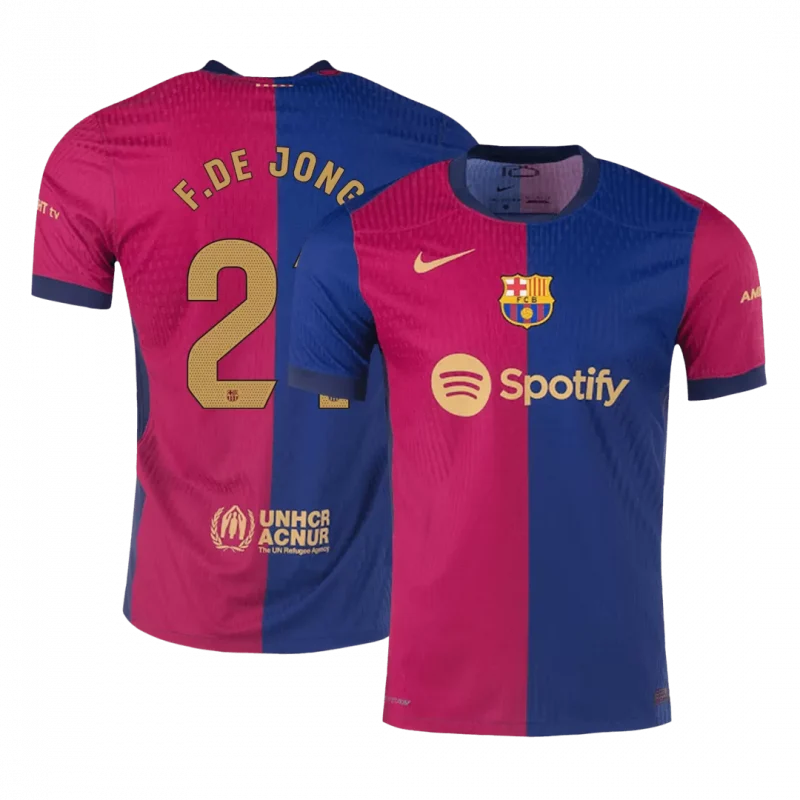 F.DE JONG #21 Barcelona Home Authentic Soccer Jersey