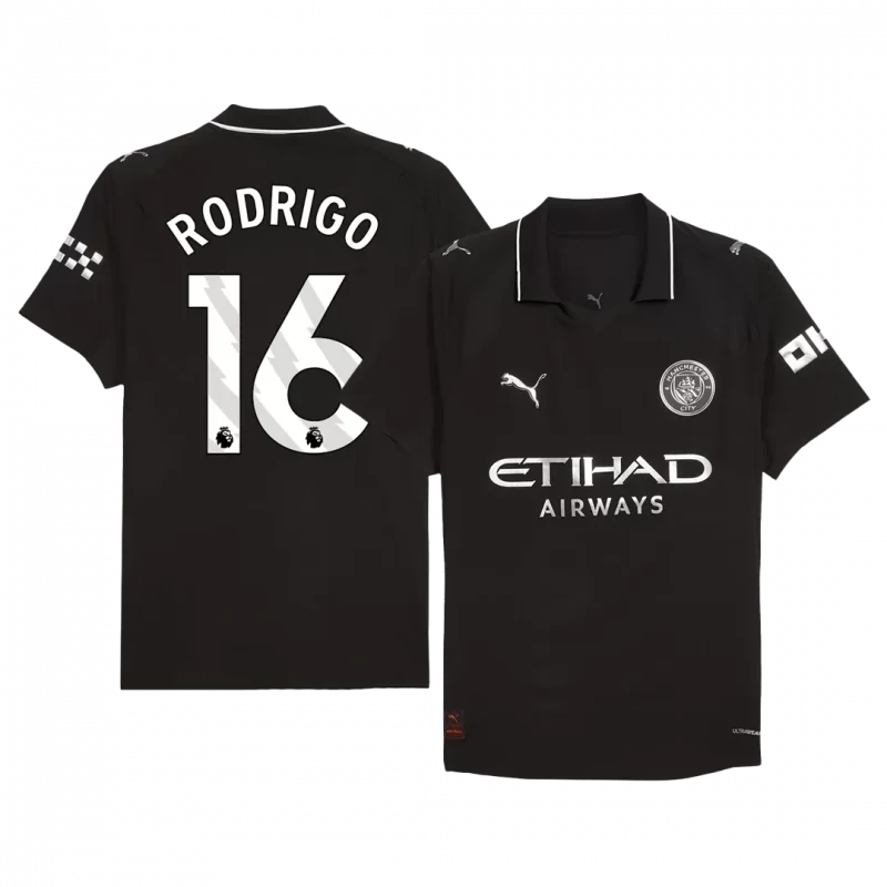 RODRIGO #16 Manchester City Away Authentic Soccer Jersey 2025/26
