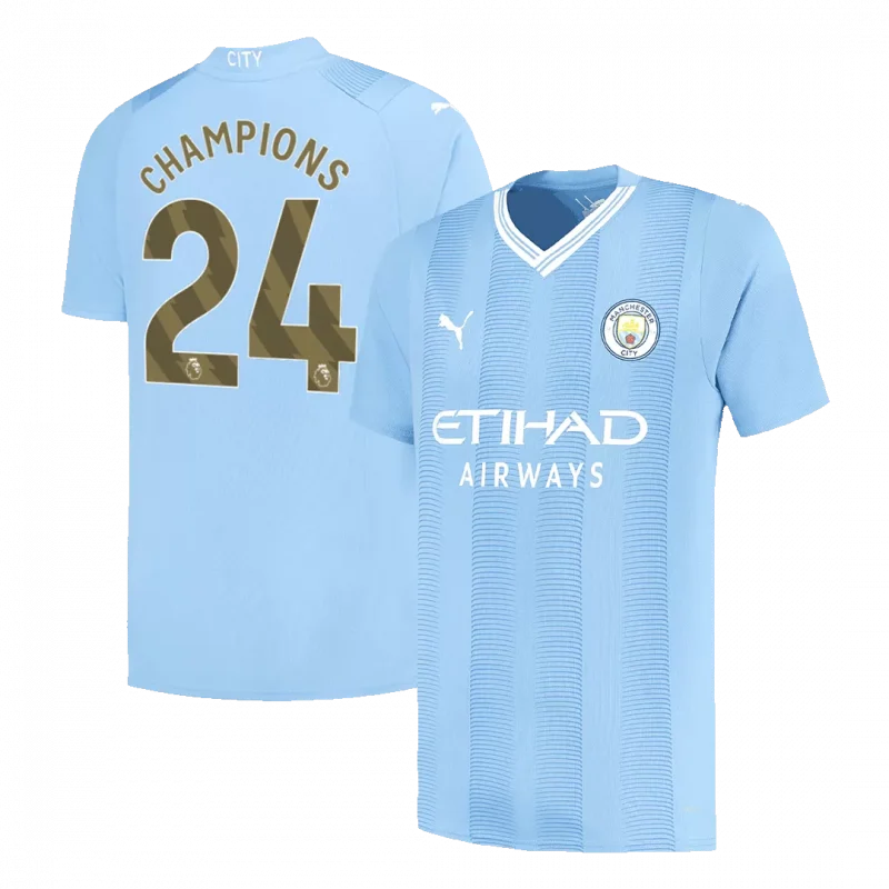 CHAMPIONS #24 Manchester City Home Soccer Jersey 2023/24