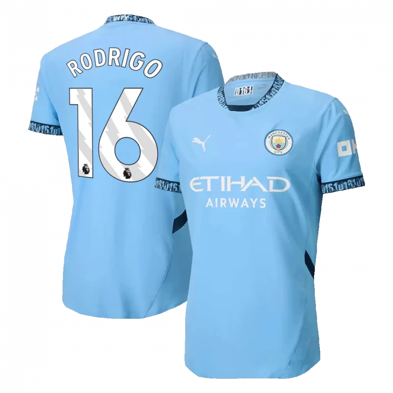RODRIGO #16 Manchester City Home Authentic Soccer Jersey