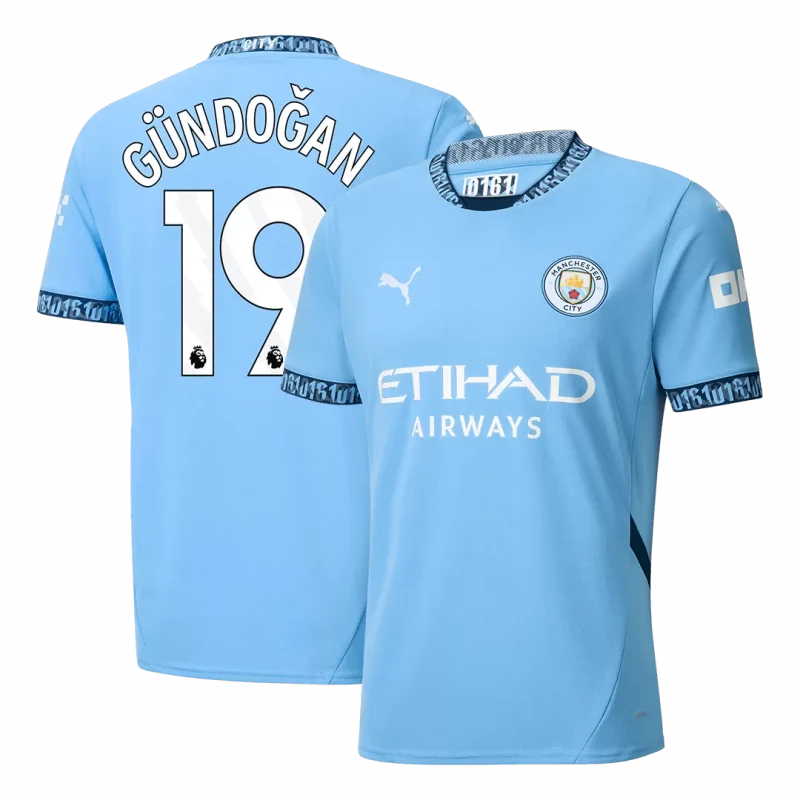 GÜNDOĞAN #19 Manchester City Home Soccer Jersey