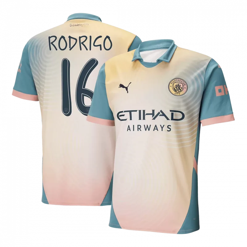 RODRIGO #16 Manchester City Fourth Away Soccer Jersey- Definitely City (UCL)