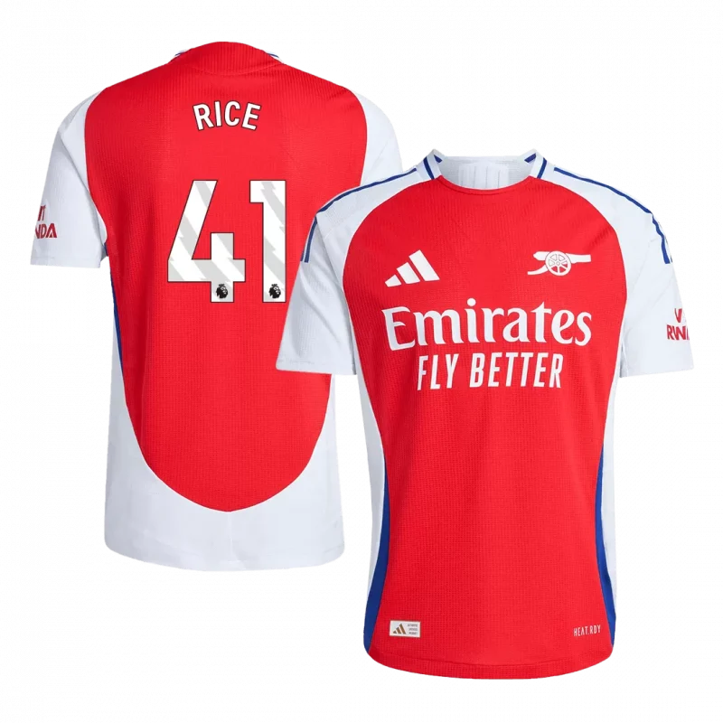 RICE #41 Arsenal Home Authentic Soccer Jersey