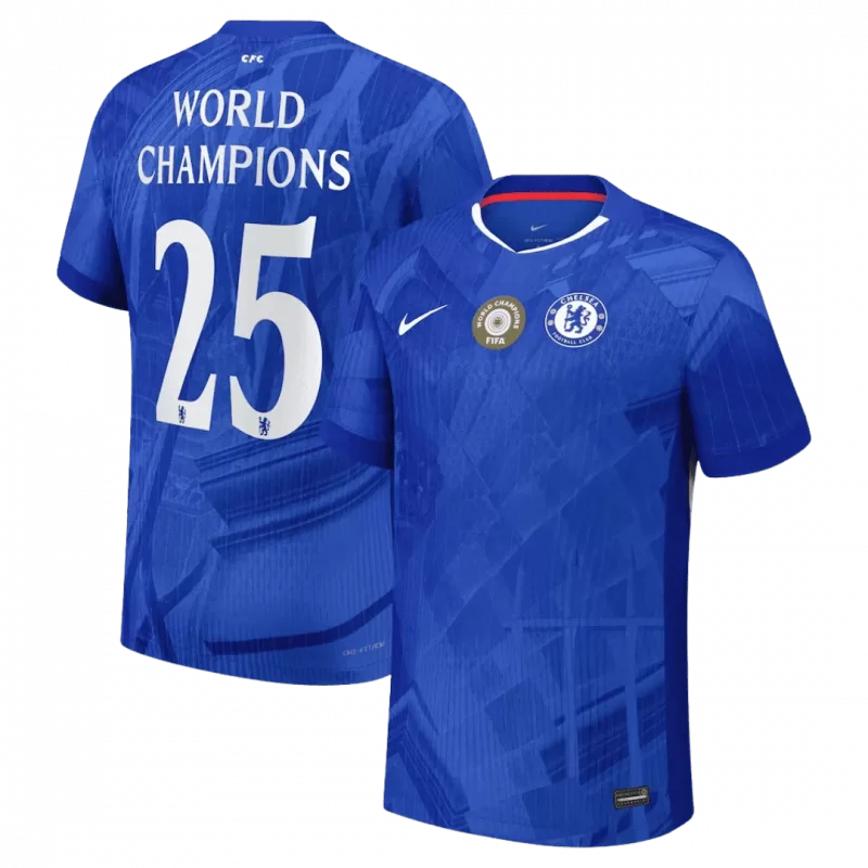 WORLD CHAMPIONS #25 Chelsea Home Authentic Soccer Jersey 2025/26 with chest badge
