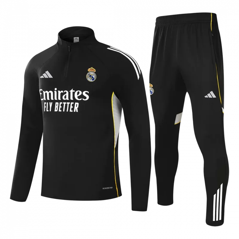 Real Madrid 1/4 Zip Tracksuit 2025/26 Kids Black
