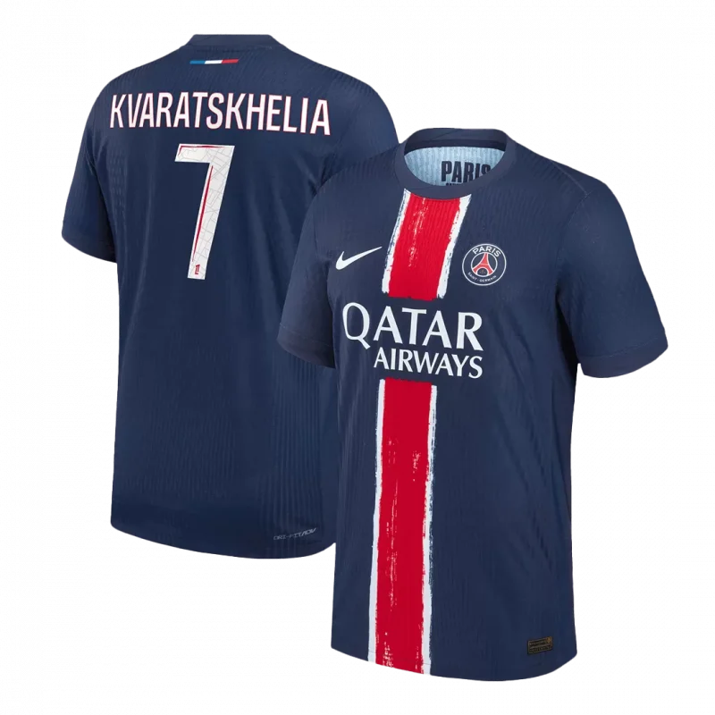 KVARATSKHELIA #7 PSG Home Authentic Soccer Jersey