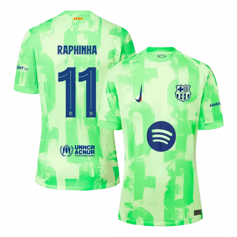 RAPHINHA #11 Barcelona Third Away Soccer Jersey - UCL（Spotify Logo Without Text）