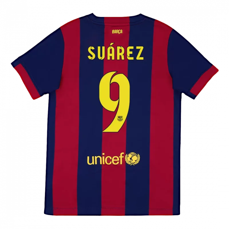Vintage Soccer Jersey SUÁREZ #9 Barcelona Home 2014/15