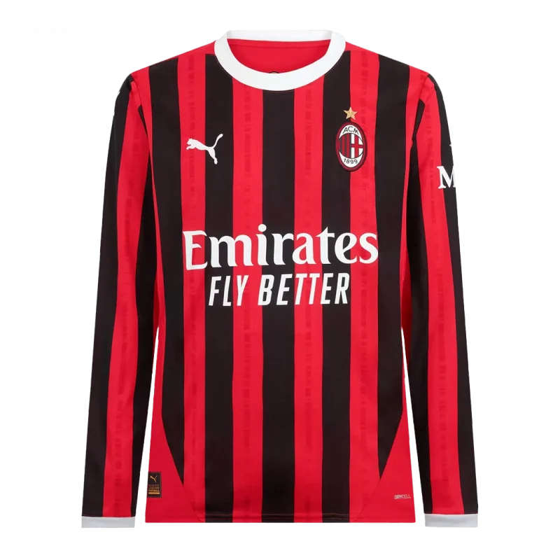 AC Milan Home Long Sleeve Soccer Jersey