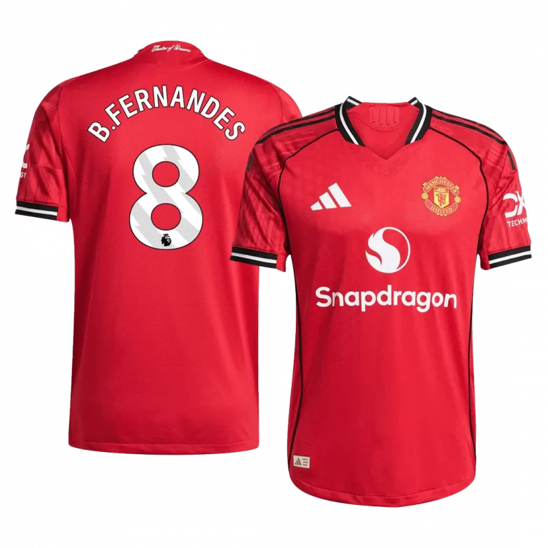 B.FERNANDES #8 Manchester United Home Authentic Soccer Jersey 2025/26