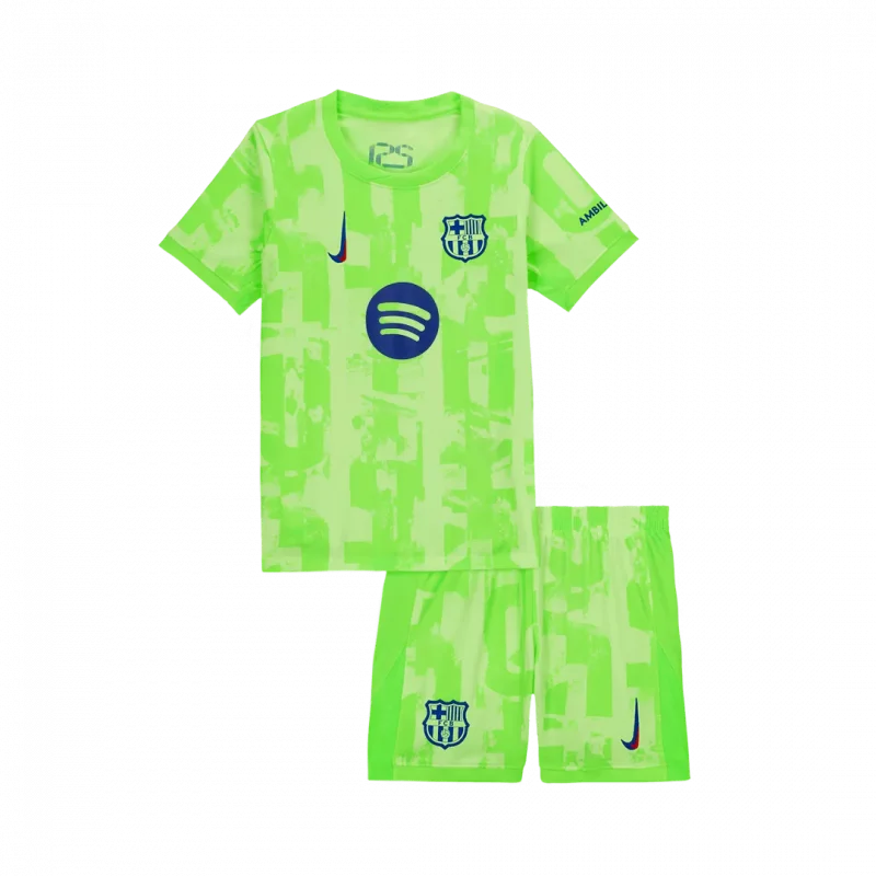 Barcelona Third Away Kids Soccer Jerseys Kit - UCL (Spotify Logo Without Text)