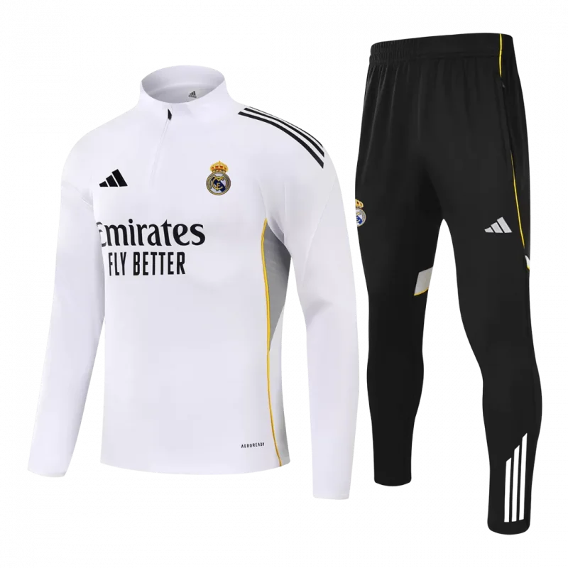 Real Madrid 1/4 Zip Tracksuit 2025/26 Kids White