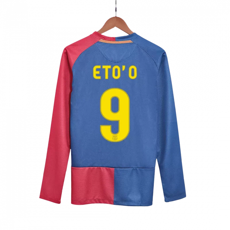 Vintage Soccer Jersey ETO'O #9 Barcelona Home Long Sleeve 2008/09 - UCL Final