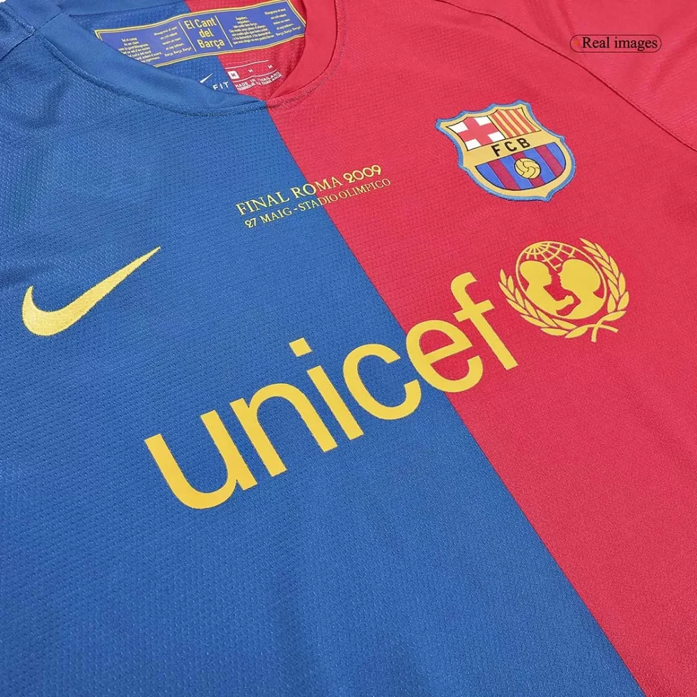 Vintage Soccer Jersey A.INIESTA #8 Barcelona Home Long Sleeve 2008/09 - UCL Final - Image 6