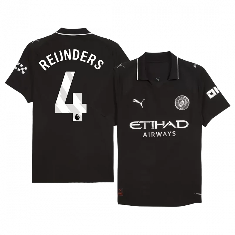 REIJNDERS #4 Manchester City Away Authentic Soccer Jersey 2025/26