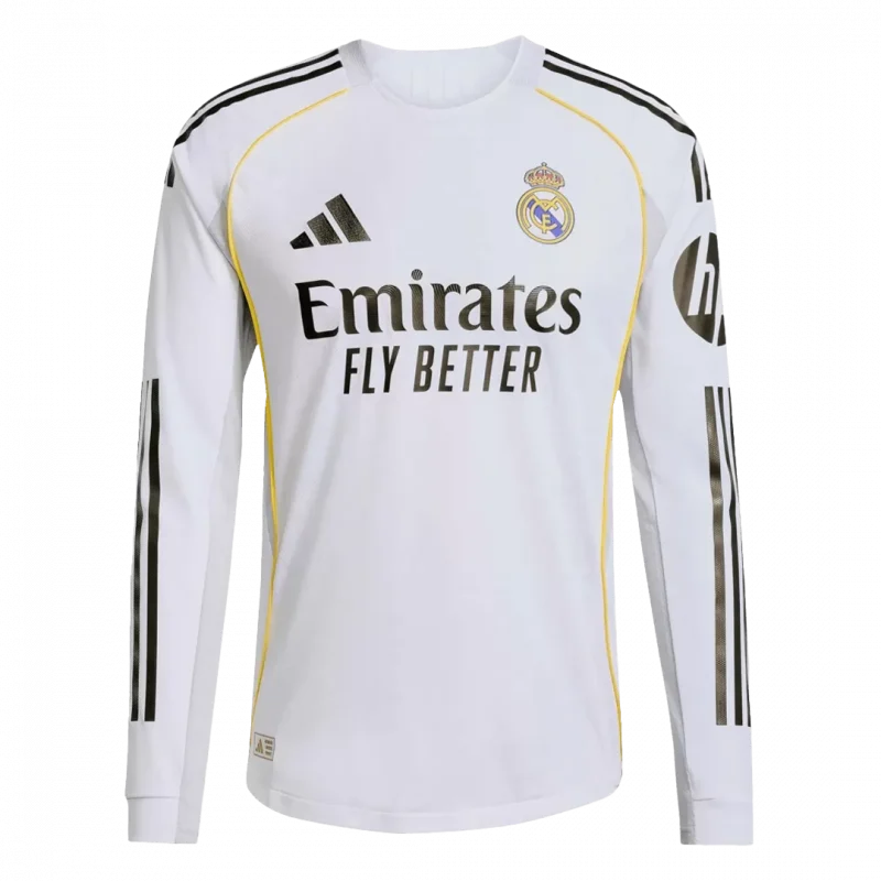 Player Version Real Madrid Home Long Sleeve Soccer Jersey 2025/26