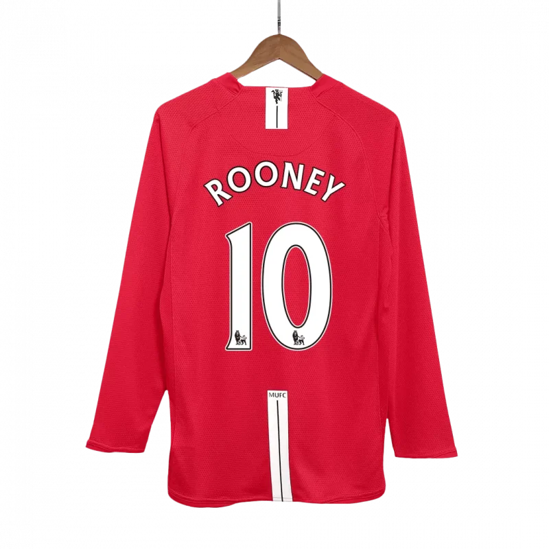 Vintage Soccer Jersey ROONEY #10 Manchester United Home Long Sleeve 2007/08