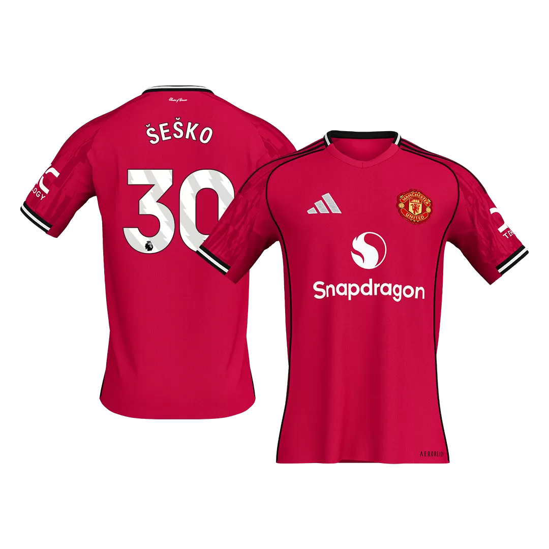 ŠEŠKO #30 Manchester United Home Soccer Jersey 2025/26 - Image 3