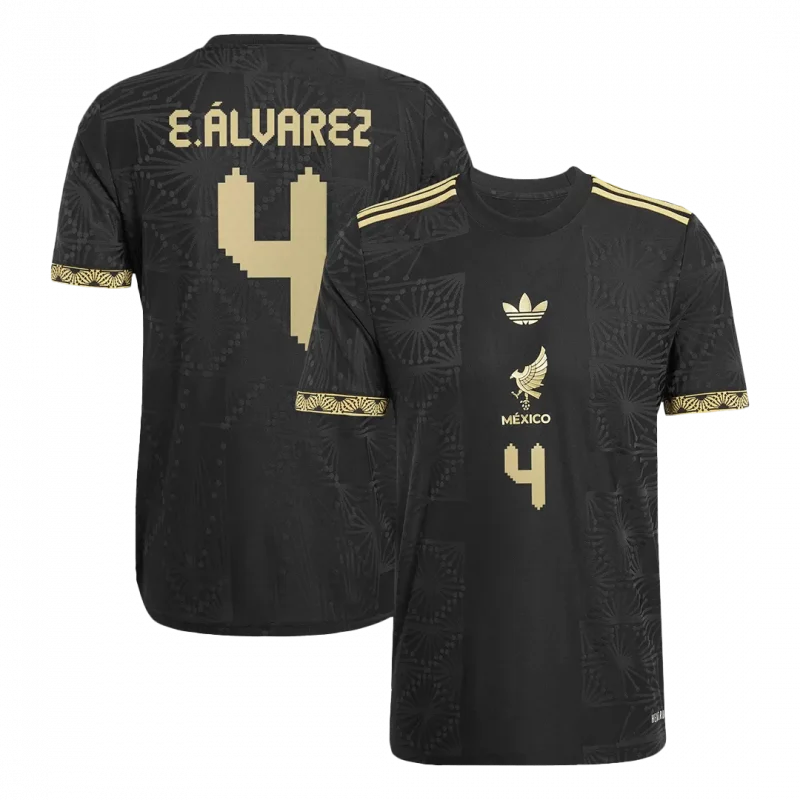 E.ÁLVAREZ #4 Mexico Third Away Authentic Soccer Jersey 2025 -Gold Cup