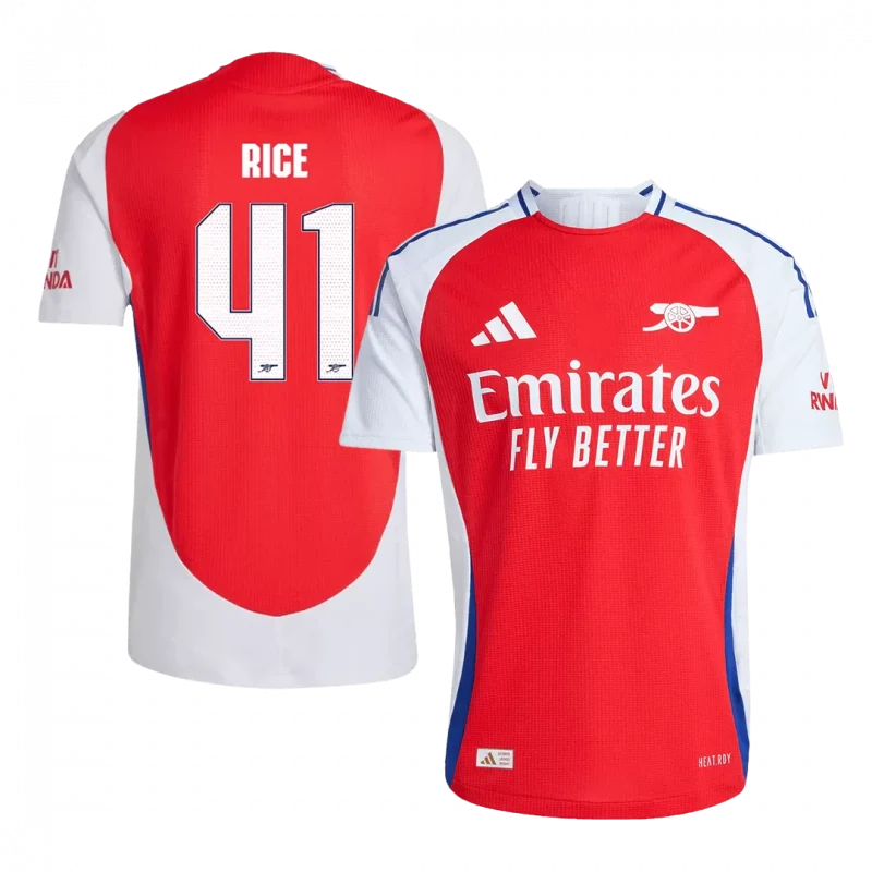 RICE #41 Arsenal Home Authentic Soccer Jersey - UCL