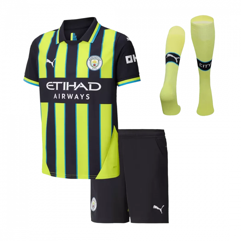 Manchester City Away Kids Soccer Jerseys Full Kit