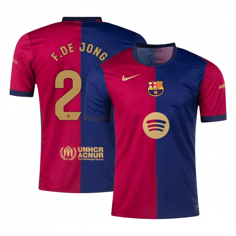 F.DE JONG #21 Barcelona Home Soccer Jersey - Spotify Logo Without Text