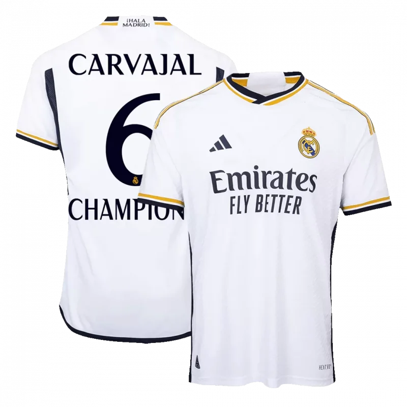 CARVAJAL #6 CHAMPIONS Real Madrid Home Authentic Soccer Jersey 2023/24