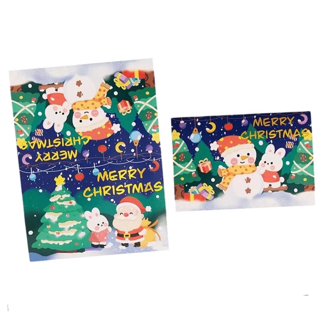 Custom Christmas Card – Snowman & Bunny– Personalized Message