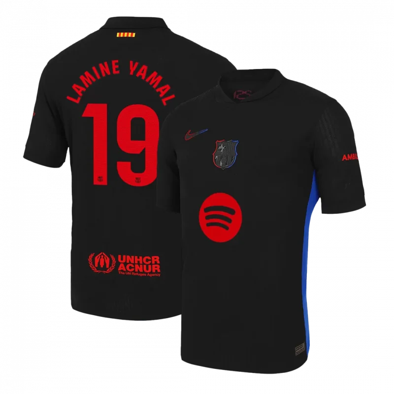 LAMINE YAMAL #19 Barcelona Away Authentic Soccer Jersey- Spotify Logo Without Text