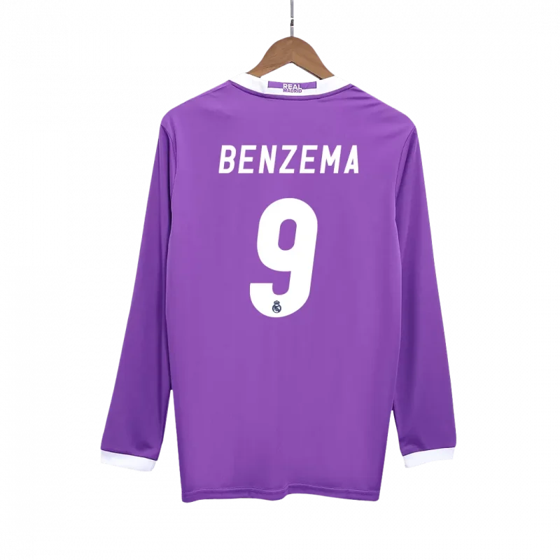 Vintage Soccer Jersey BENZEMA #9 Real Madrid Away Long Sleeve 2016/17