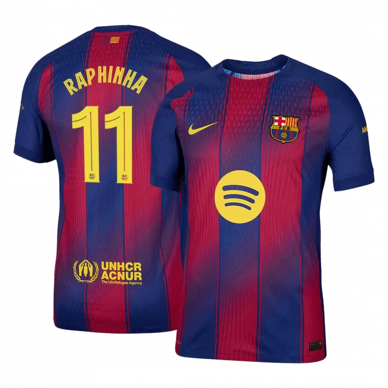 RAPHINHA #11 Barcelona Home Authentic Soccer Jersey 2025/26 - UCL