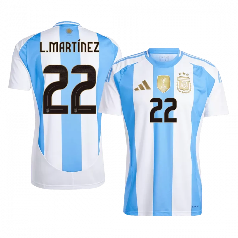 L.MARTÍNEZ #22 Argentina Home Soccer Jersey