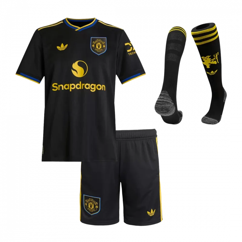 Manchester United Third Away Kids Soccer Jerseys Full Kit 2025/26