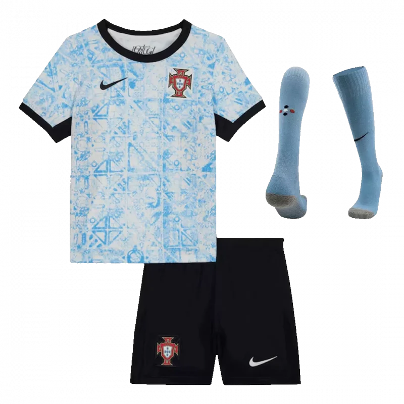 Portugal Away Kids Soccer Jerseys Full Kit EURO