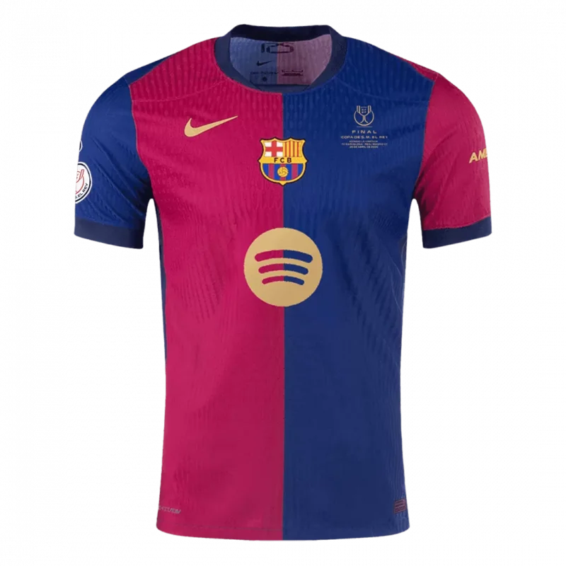 Barcelona Home Authentic Soccer Jersey - Copa del Rey Final